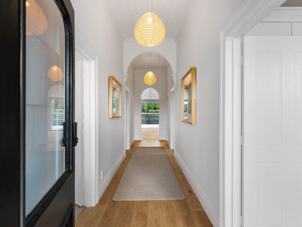 Hallway after editing: balanced light and natural colour